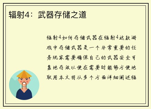 辐射4：武器存储之道